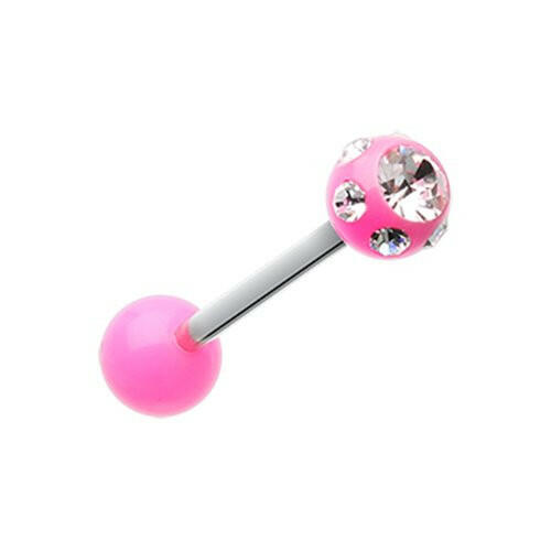 Aurora Gem Ball UV Acrylic Barbell Tongue Ring.