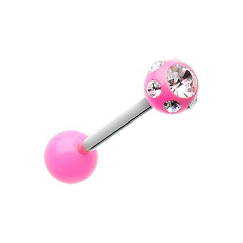 Aurora Gem Ball UV Acrylic Barbell Tongue Ring.