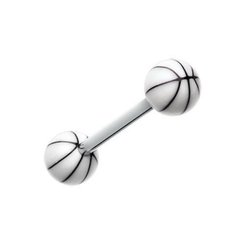 Basketball Acrylic Top Barbell Tongue Ring.