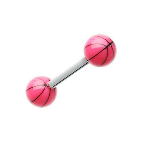 Basketball Acrylic Top Barbell Tongue Ring.