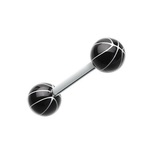 Basketball Acrylic Top Barbell Tongue Ring.