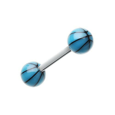 Basketball Acrylic Top Barbell Tongue Ring.