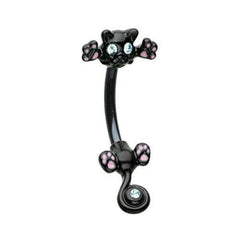 Black Just Kittying Around Belly Button Ring.