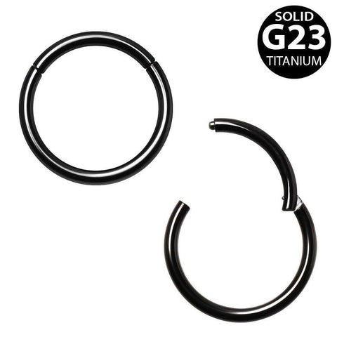 Black PVD Plated Titanium Seamless Clicker Ring - Impulse Piercings