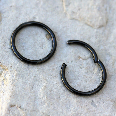 Black PVD Plated Titanium Seamless Clicker Ring - Impulse Piercings