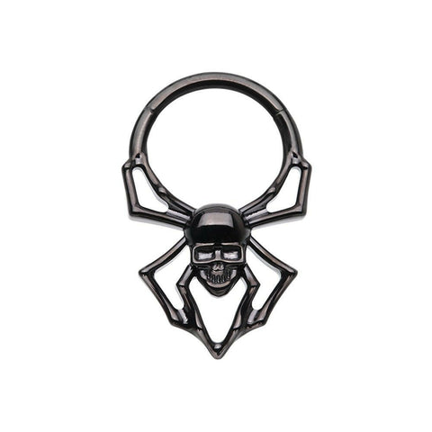 Black Spider Steel Seamless Hinged Clicker Ring - Impulse Piercings