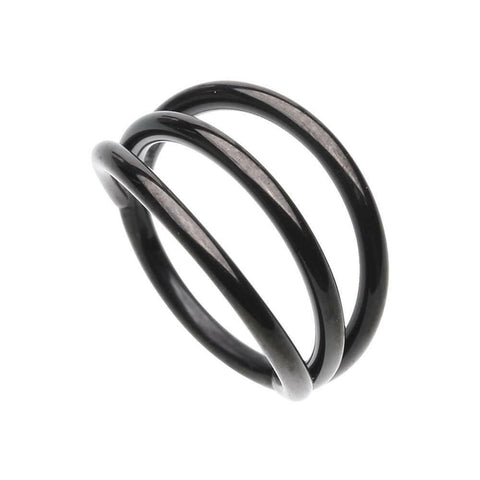 Black Triple Row Steel Seamless Hinged Clicker Ring.