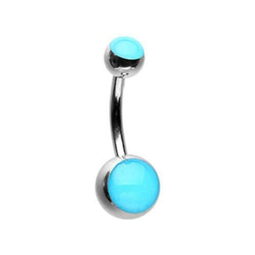 Blue Glow in the Dark Steel Belly Button Ring.