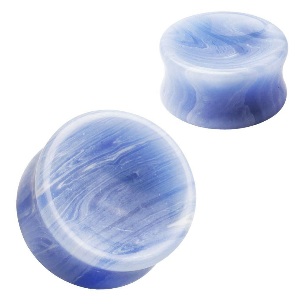 Bluelace Agate Concave Stone Saddle Plug.