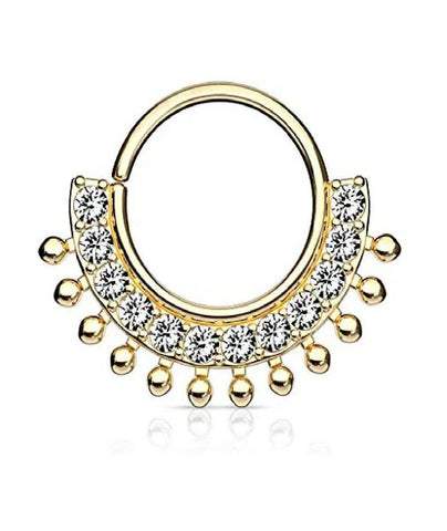 Brass CZ Lined Fan Bendable Hoop Rings for Septum Ear Cartilage Daith - Impulse Piercings