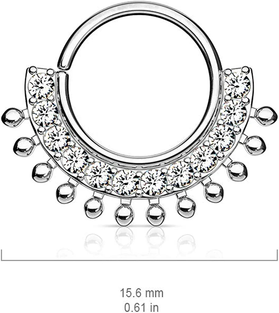 Brass CZ Lined Fan Bendable Hoop Rings for Septum Ear Cartilage Daith - Impulse Piercings