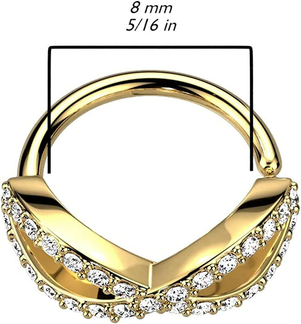 Brass CZ Pave Infinite Bendable Hoop for Septum Daith Ear Cartilage Nose.