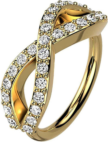 Brass CZ Pave Infinite Bendable Hoop for Septum Daith Ear Cartilage Nose.