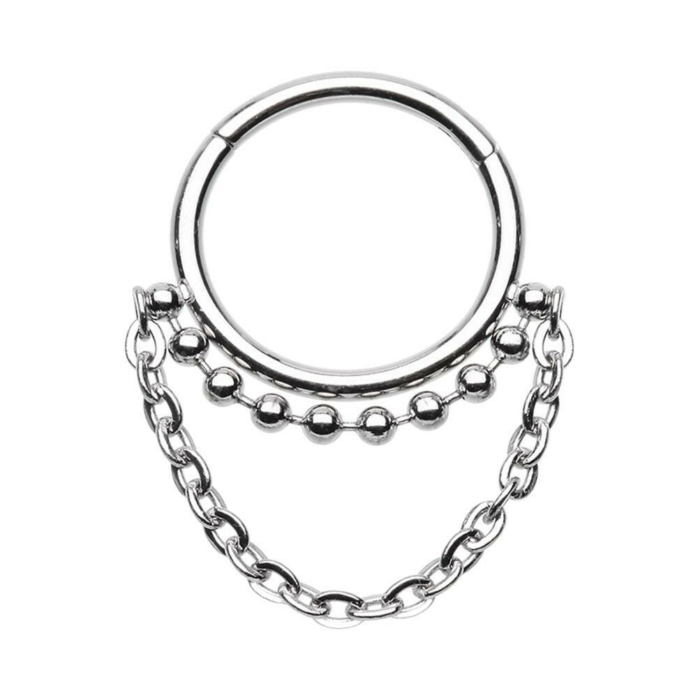 Chained Tribal Ball Steel Seamless Hinged Clicker Ring - Impulse Piercings