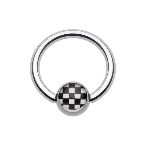 Checker Ball Logo Ball Captive Bead Ring.