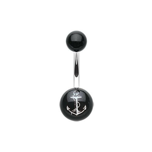 Classic Anchor Acrylic Logo Belly Button Ring.