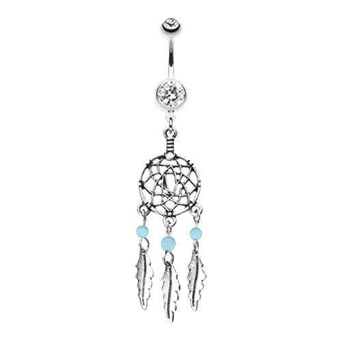 Classic Beaded Dream Catcher Belly Button Ring.