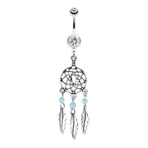 Classic Beaded Dream Catcher Belly Button Ring.