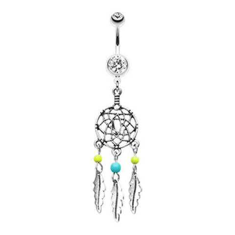 Classic Beaded Dream Catcher Belly Button Ring.