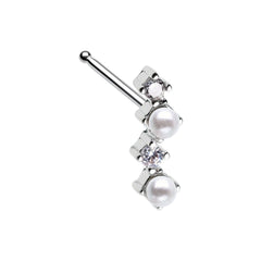 Classic Zig Zag CZ Pearl Nose Stud Ring