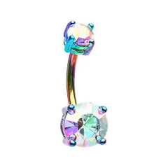 Colorline Briliant Sparkle Gem Prong Set Belly Button Ring.