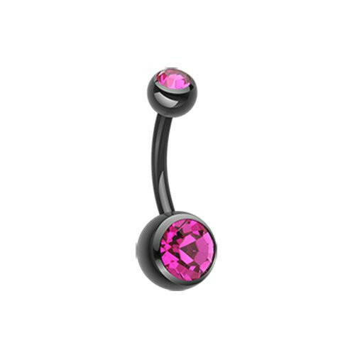 Colorline Double Gem Ball Steel Belly Button Ring.