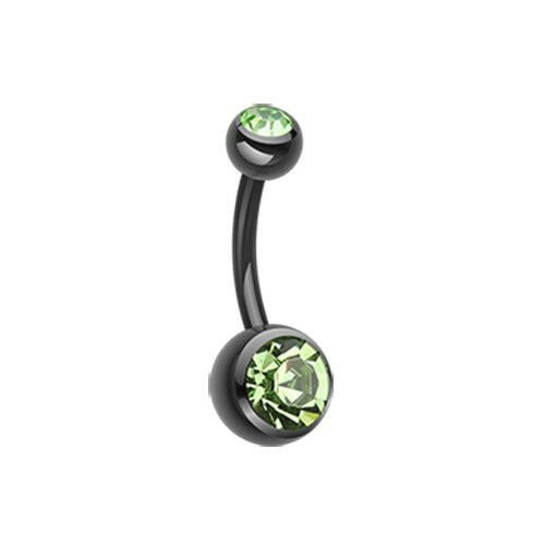 Colorline Double Gem Ball Steel Belly Button Ring.