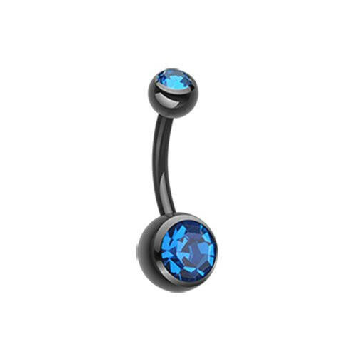 Colorline Double Gem Ball Steel Belly Button Ring.