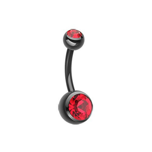 Colorline Double Gem Ball Steel Belly Button Ring.