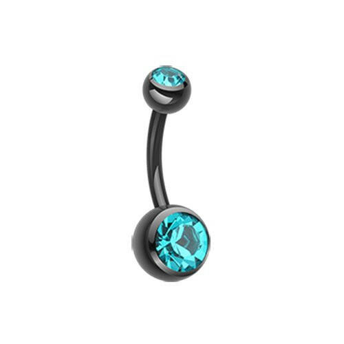 Colorline Double Gem Ball Steel Belly Button Ring.