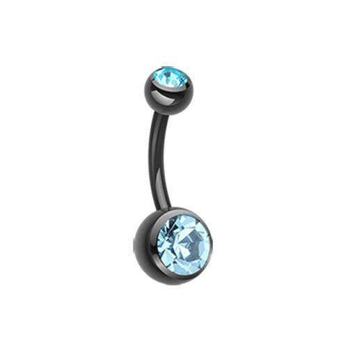 Colorline Double Gem Ball Steel Belly Button Ring.