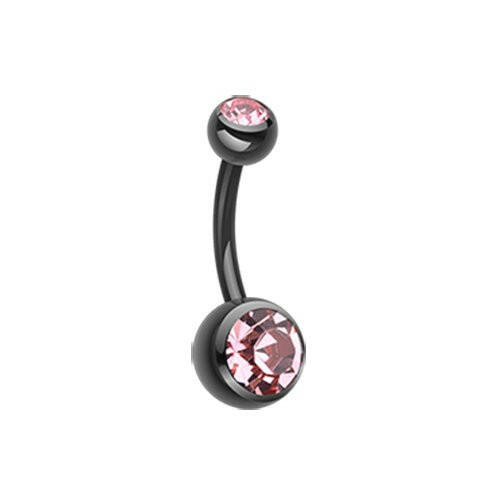 Colorline Double Gem Ball Steel Belly Button Ring.