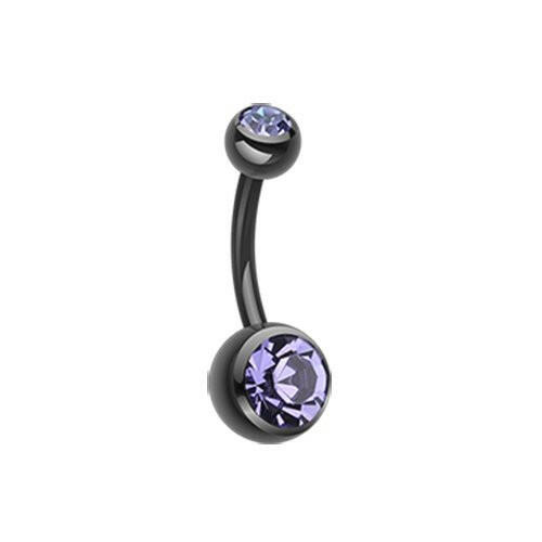 Colorline Double Gem Ball Steel Belly Button Ring.