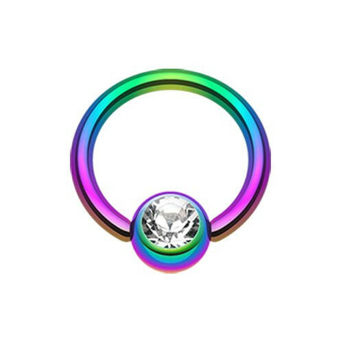 Colorline PVD Gem Ball Captive Bead Ring.