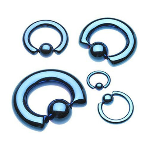 Colorline PVD Steel Captive Bead Ring - Blue.