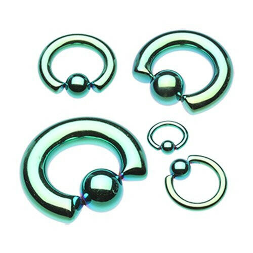 Colorline PVD Steel Captive Bead Ring - Green.