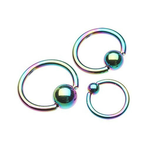 Colorline PVD Steel Captive Bead Ring - Rainbow.