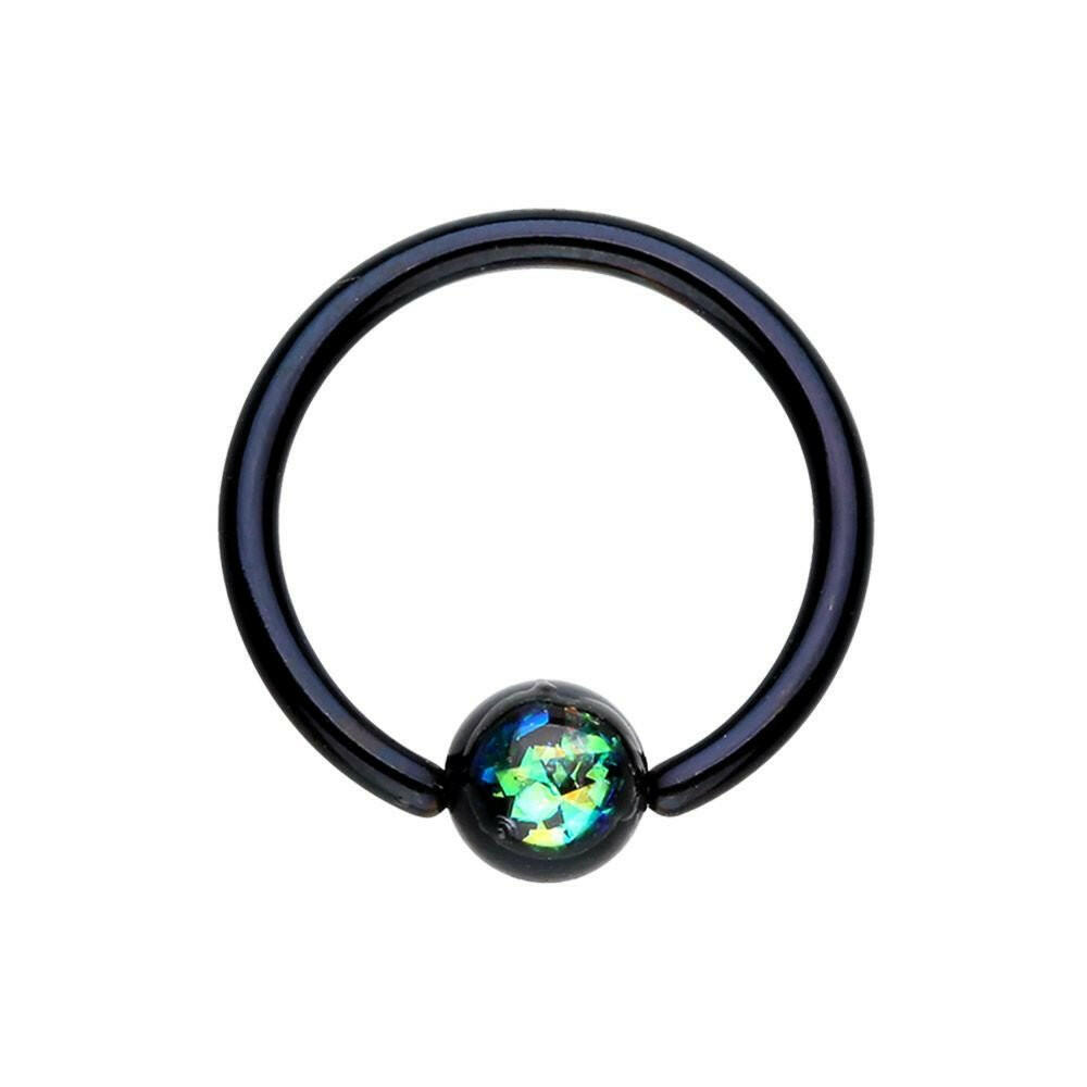 Colorline Synthetic Opal Ball Steel Captive Bead Ring.