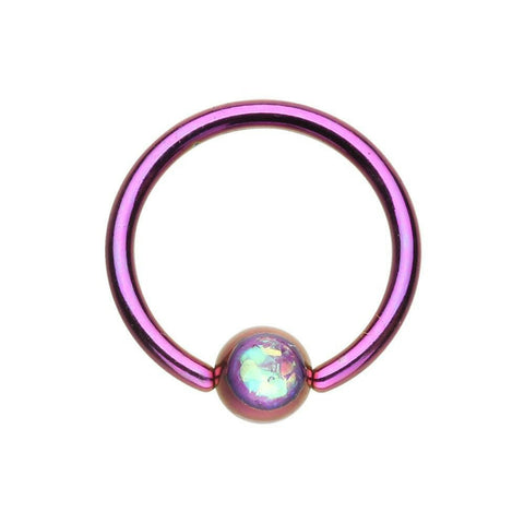 Colorline Synthetic Opal Ball Steel Captive Bead Ring.