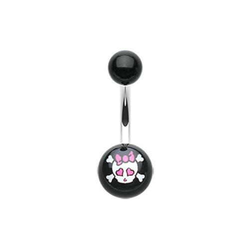 Cute Emo Skull Acrylic Logo Belly Button Ring.