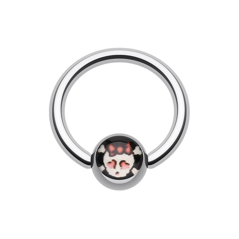 Cute Emo Skull Logo Ball Captive Bead Ring.