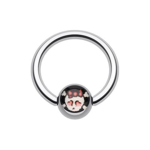 Cute Emo Skull Logo Ball Captive Bead Ring.