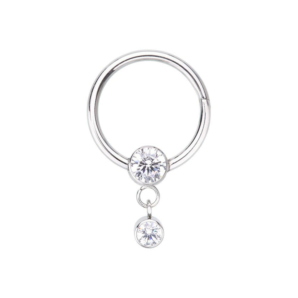 Dainty Dangle Gem Steel Seamless Hinged Clicker Ring - Impulse Piercings