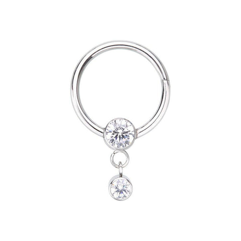 Dainty Dangle Gem Steel Seamless Hinged Clicker Ring - Impulse Piercings