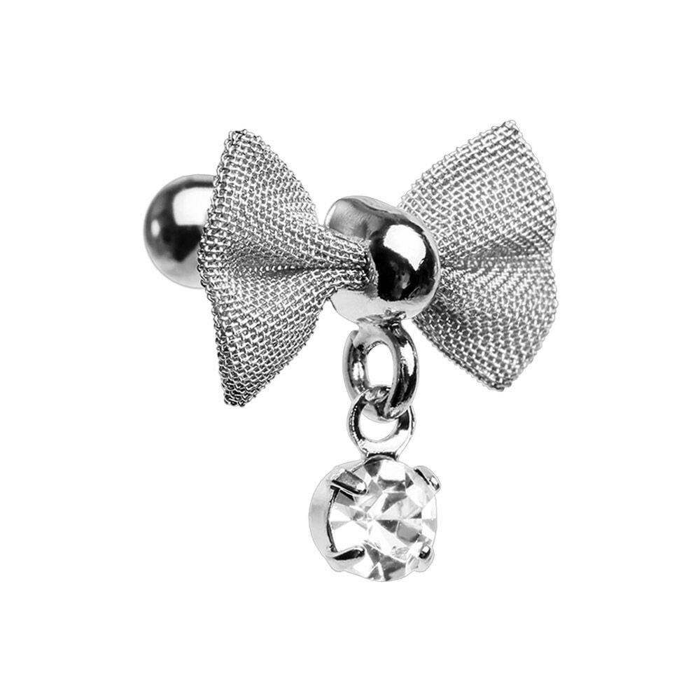 Dainty Mesh Bow Gem Cartilage Tragus Earring.