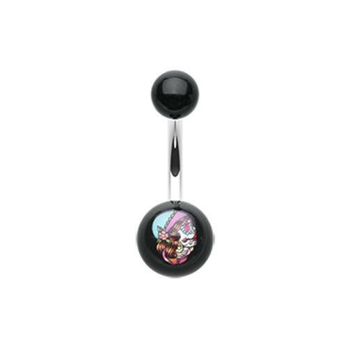 Day of the Dead Lady Acrylic Logo Belly Button Ring.