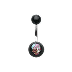 Day of the Dead Lady Acrylic Logo Belly Button Ring.