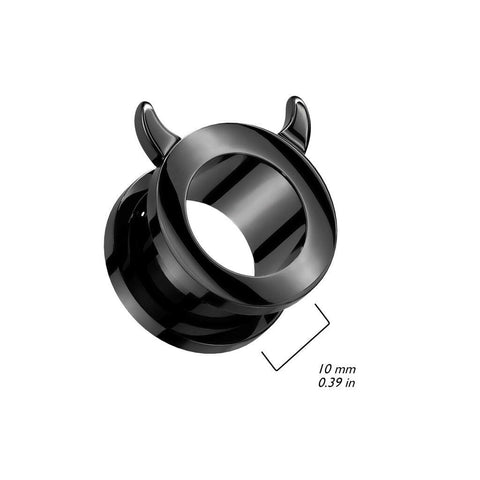 Devil Horn Rim Black PVD over 316L Surgical Steel Screw Fit Tunnel