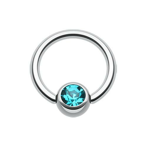 Gem Ball Steel Captive Bead Ring.