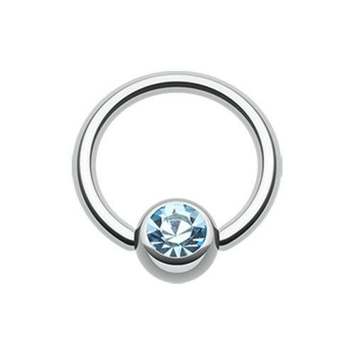 Gem Ball Steel Captive Bead Ring.